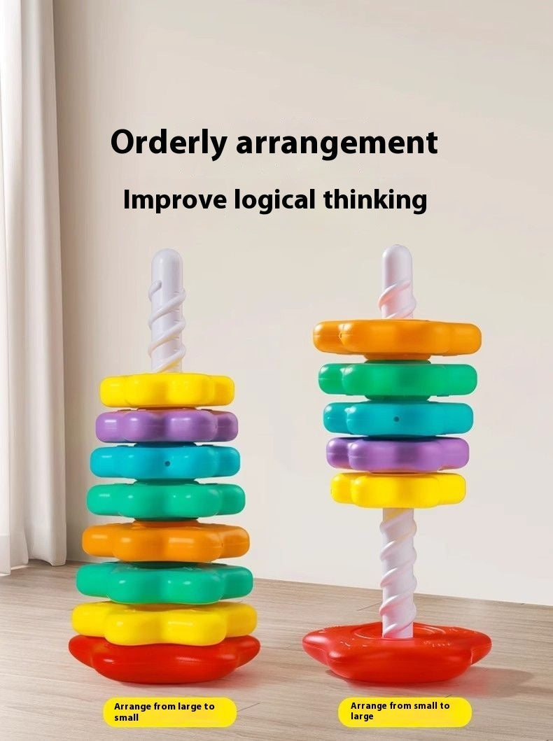 Rainbow Rotary Table Jenga Toy Stacking Game