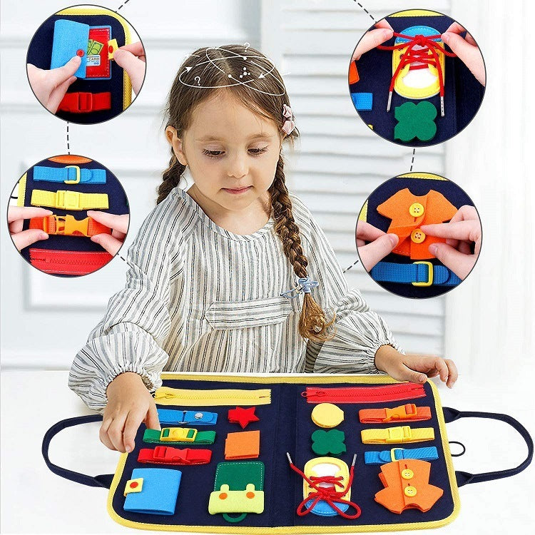 Children's Busy Board Dressing and Buttoning Learning Book Toy