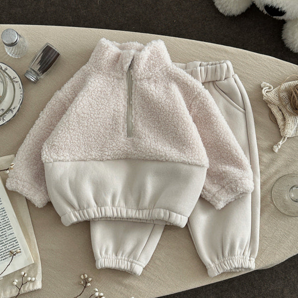 Baby Toddler Lambswool Half-Zip Stand Collar Sweater