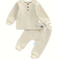 Toddler Thick Waffle Button Round Neck Clothing Set - LittleLullabyLoft