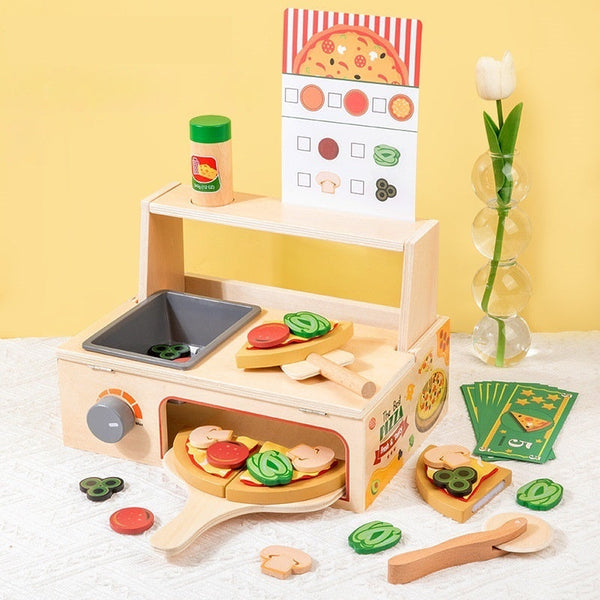 Children's Wooden Pizza Oven Kitchen Pretend Play Toy