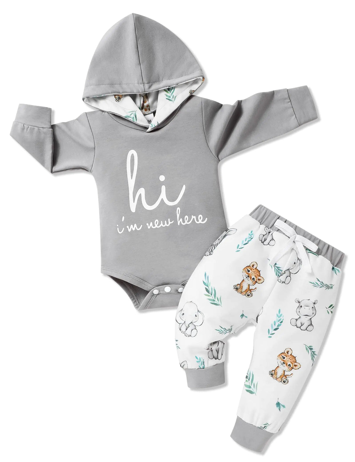 Gaupafmb Baby Boy Outfits | Letter Print Hoodies Romper | Cute Animal Pants Winter Baby Boy Clothes | 3-6 Months - # BAAA51210028 - LittleLullabyLoft