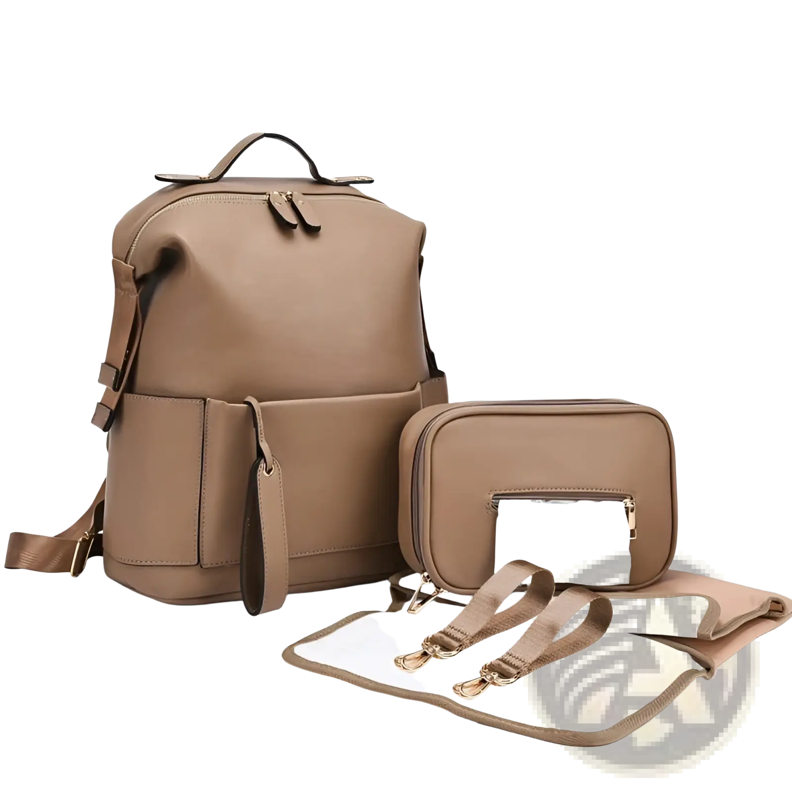 Leather Diaper Bag Backpack Large Capacity Baby Set