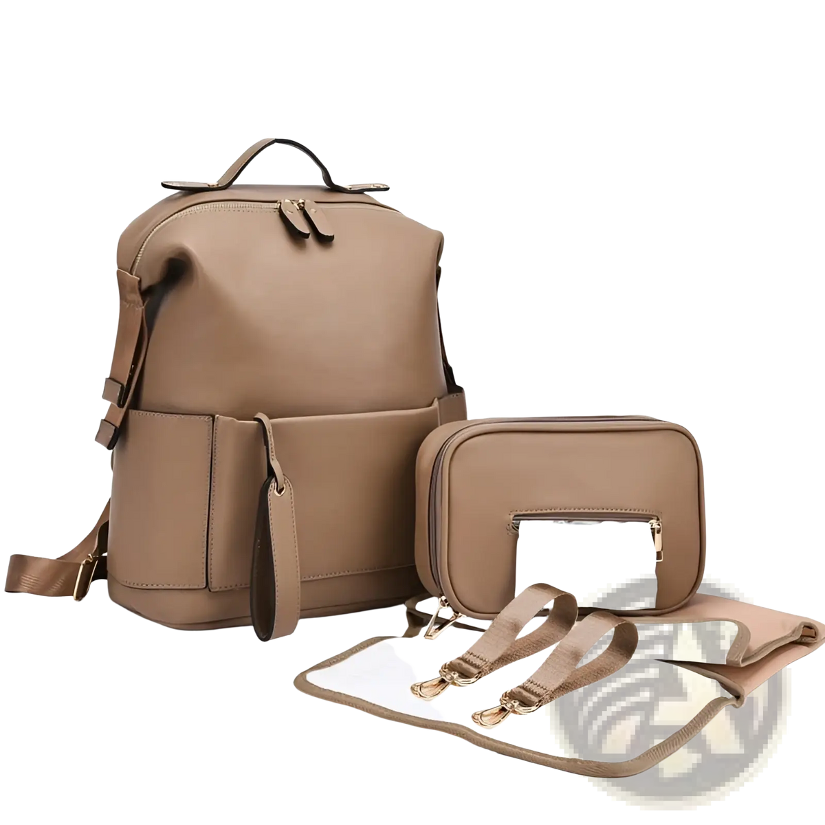 Leather Diaper Bag Backpack Large Capacity Baby Set - LittleLullabyLoft