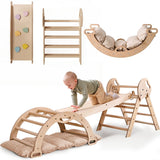 4in1 Montessori Climbing Set: Pikler Triangle, Arch, Slide Board, and Cushion for Toddlers (1–3 Years) - LittleLullabyLoft