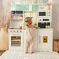 Tiny Land® Iconic Wooden Play Kitchen – Cream Pretend Cooking Set for Kids - LittleLullabyLoft