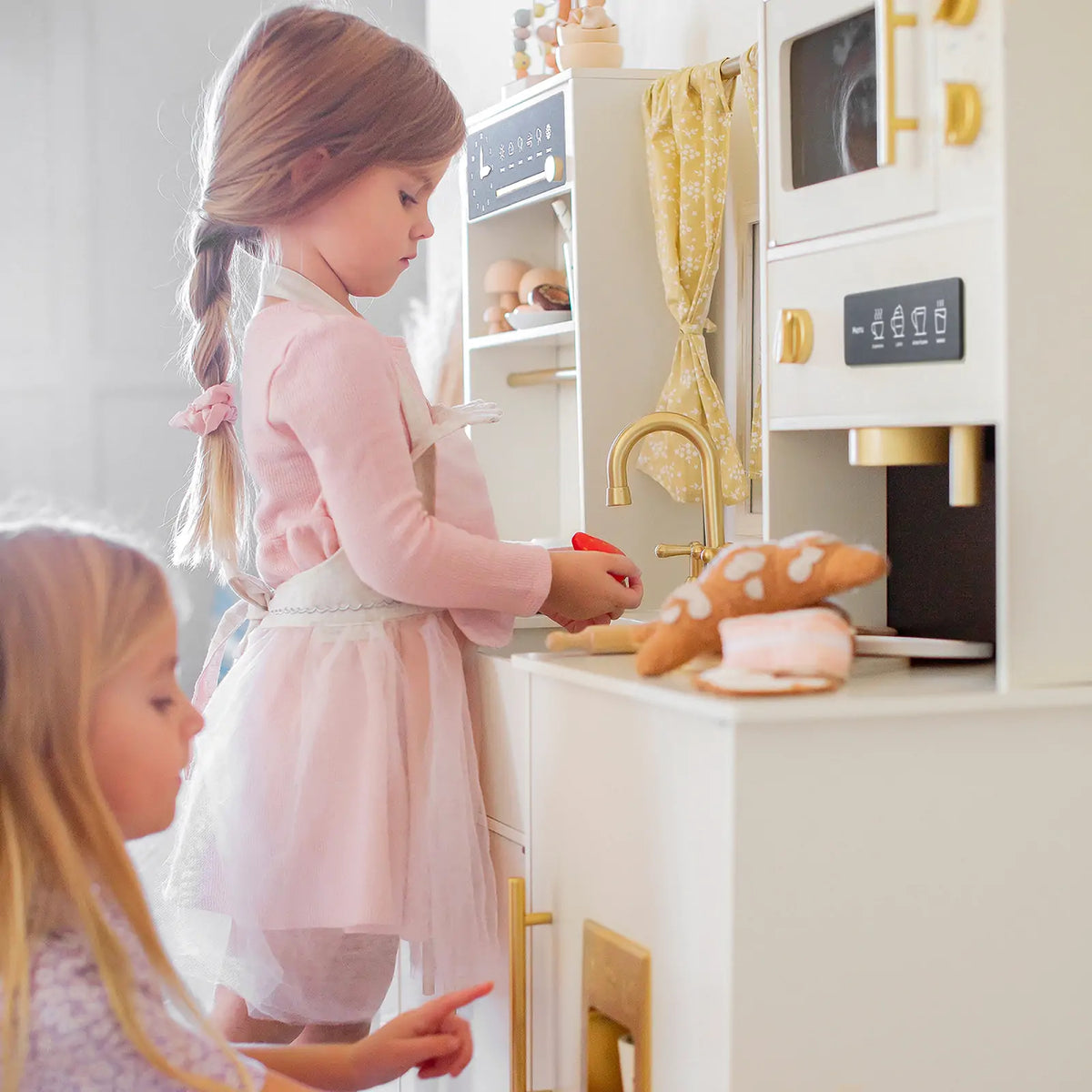 Tiny Land® Iconic Wooden Play Kitchen – Cream Pretend Cooking Set for Kids - LittleLullabyLoft