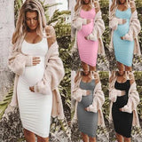 Sleeveless Round Neck Maternity Dress for Pregnant Women - LittleLullabyLoft