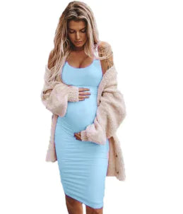 Sleeveless Round Neck Maternity Dress for Pregnant Women
