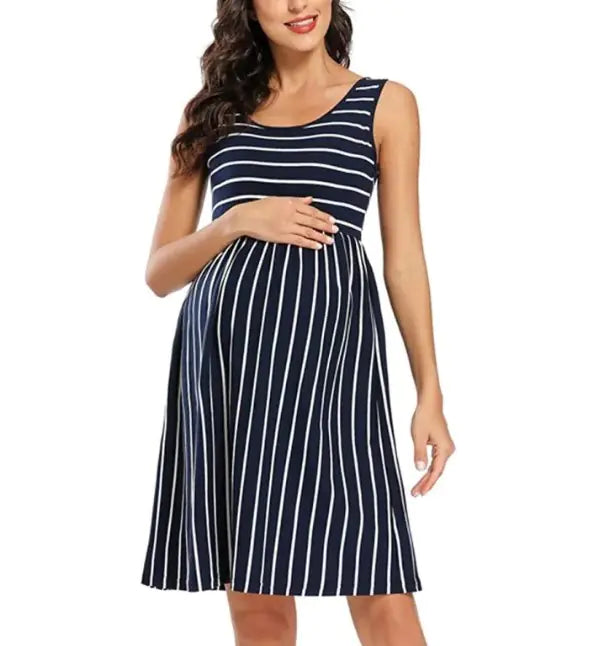Striped Maternity Dress for Comfortable Everyday Pregnancy Wear