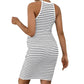 Striped Halter Neck Maternity Dress for Expecting Mothers - LittleLullabyLoft
